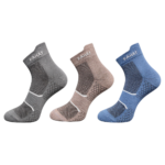 RAHAT cushioned sports ankle socks pack of 3 in grey, beige and blue