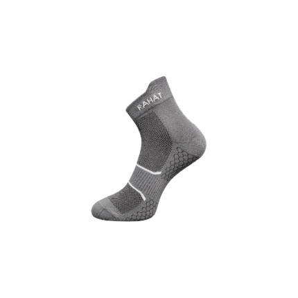 RAHAT cushioned sports ankle socks pack of 3 in grey, beige and blue