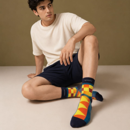 RAHAT Mosaic Rush Premium Quarter Length Cotton Socks