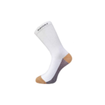 RAHAT white crew socks pack of 3 with tan, grey and blue contrast heel and toe