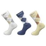 RAHAT men's argyle formal crew socks pack of 3 in white, navy and beige