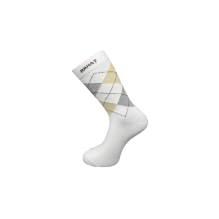 RAHAT men's argyle formal crew socks pack of 3 in white, navy and beige